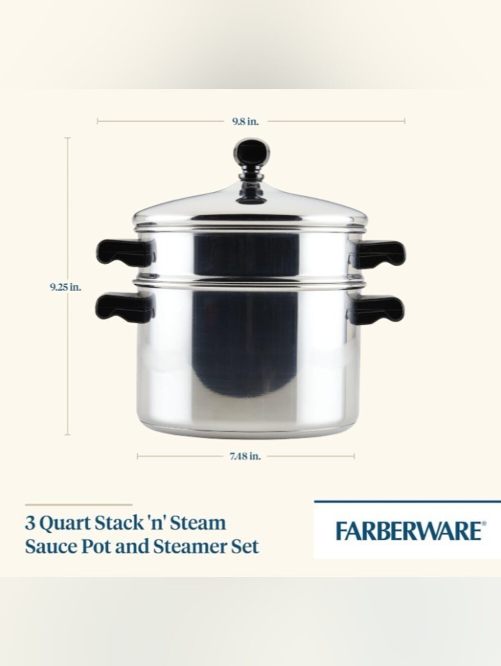 FARBERWARE Stack & Steam 3 Quart Saucepot and Steamer Insert BRAND-NEW UNOPENED - Picture 4 of 12